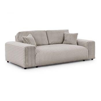Canapea gri deschis cu tapițerie din catifea reiată 213 cm Justin – Ropez