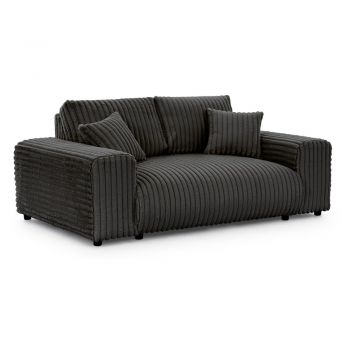 Canapea gri închis cu tapițerie din catifea reiată 178 cm Justin – Ropez