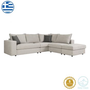 Canapea polimorfă reversibilă London pakoworld Gri deschis perne țesătură Gri 296x246x95cm