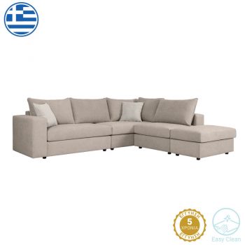 Canapea polimorfa reversibila London pakoworld Gri stofa-perne Gri deschis 296x246x95cm