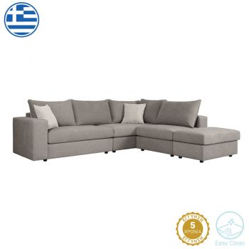 Canapea polimorfică reversibilă London Gri din material pakoworld-cuşine Gri deschis 296x246x95cm 246x296