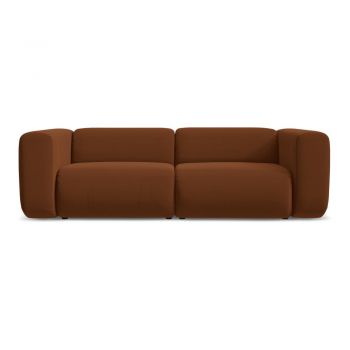 Canapea portocalie/maro cu tapițerie din catifea 228 cm Ekahi – Makamii
