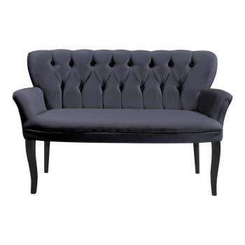 Canapea Samara 2 locuri pakoworld antracit catifea-negru picioare 130x55x79cm 55x130