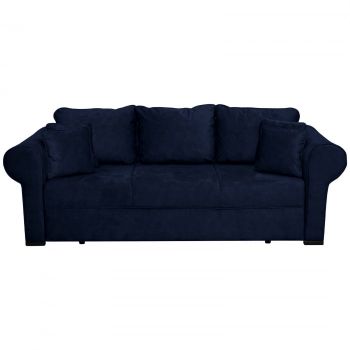 Canapea SEUL extensibila, 3 locuri, cu arcuri si lada depozitare, albastru, 250x105x100 cm