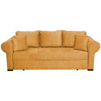 Canapea SEUL extensibila, 3 locuri, cu arcuri si lada depozitare, mustar, 250x105x100 cm