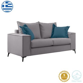 Canapea Verona 2 locuri pakoworld din material Gri deschis cu perne albastre 173x93x100cm 93x173