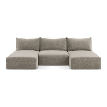Colțar bej extensibil/cu spațiu de depozitare Kalena – Makamii