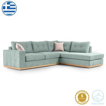 Colțar Boston pakoworld stânga din material crem-cieli 280x225x90cm 225x280