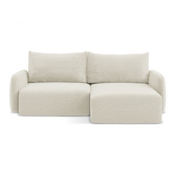 Colțar crem extensibil/cu spațiu de depozitare (cu colț pe partea dreaptă) Kalena – Makamii