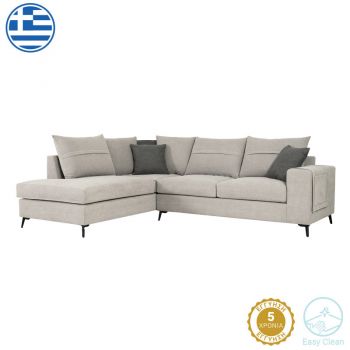 Colțar dreapta sofa Montana pakoworld Gri deschis cu perne Gri din material 275x215x93cm 215x275
