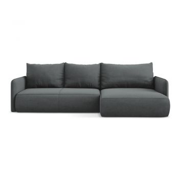 Colțar gri extensibil/cu spațiu de depozitare (cu colț pe partea dreaptă) Nanea – Makamii