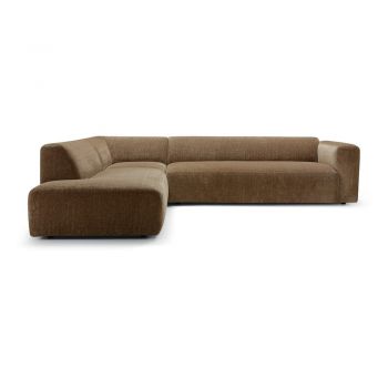 Colțar maro cu tapițerie din catifea (cu colț pe partea stângă) Annie – Sits