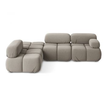 Colțar modular bej cu tapițerie din catifea (cu colț pe partea stângă) Lokua – Makamii