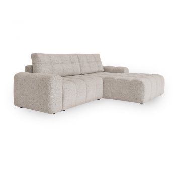 Colțar modular bej extensibil/cu spațiu de depozitare (cu colț pe partea dreaptă) Lulu – Miuform