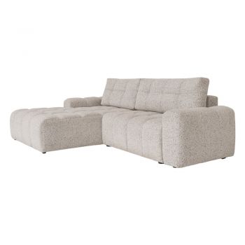 Colțar modular bej extensibil/cu spațiu de depozitare (cu colț pe partea stângă) Lulu – Miuform