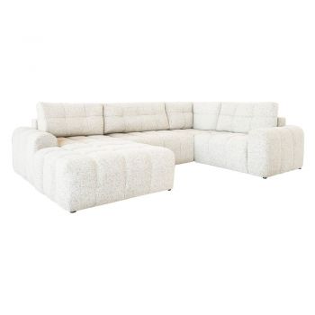 Colțar modular crem extensibil/cu spațiu de depozitare (cu colț pe partea dreaptă) Lulu – Miuform