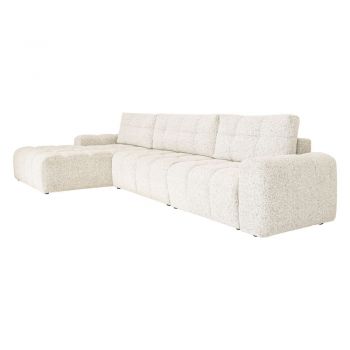 Colțar modular crem extensibil/cu spațiu de depozitare (cu colț pe partea stângă) Lulu – Miuform