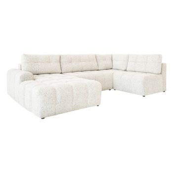 Colțar modular crem extensibil/cu spațiu de depozitare (cu colț pe partea stângă) Lulu – Miuform