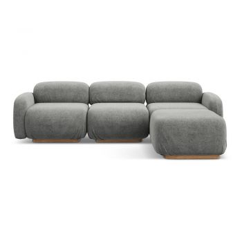 Colțar modular gri cu tapițerie din țesătură bouclé Ailani – Makamii