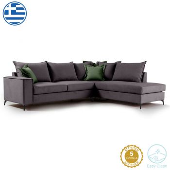 Colțar Romantic stânga pakoworld din stofă Gri închis-verde închis 290x235x95cm 235x290