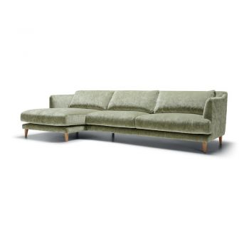 Colțar verde deschis cu tapițerie din catifea (cu colț pe partea stângă) Vera – Sits