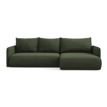 Colțar verde extensibil/cu spațiu de depozitare (cu colț pe partea dreaptă) Nanea – Makamii