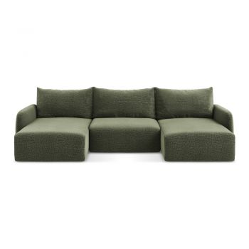 Colțar verde extensibil/cu spațiu de depozitare Kalena – Makamii
