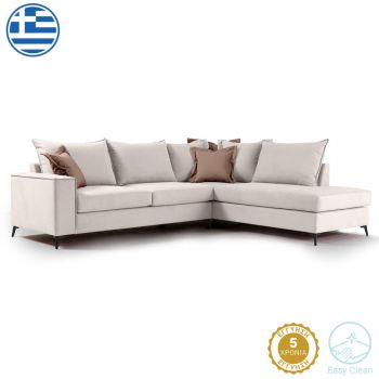 Coltar canapea Romantic stanga pakoworld din stofa crem-mocha 290x235x95cm 235x290