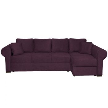 Coltar SEUL XL extensibil, cu arcuri si lada depozitare, colt dreapta, mov, 290x145x95 cm