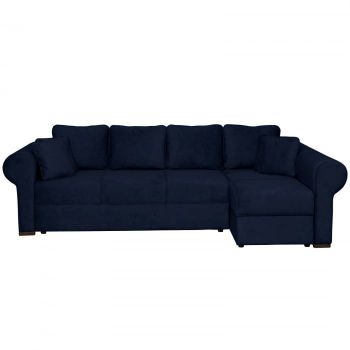 Coltar SEUL XL extensibil, cu arcuri si lada depozitare, colt dreapta, verde, 290x145x95 cm