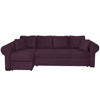 Coltar SEUL XL extensibil, cu arcuri si lada depozitare, colt stanga, mov, 290x145x95 cm