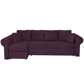 Coltar SEUL XL extensibil, cu arcuri si lada depozitare, colt stanga, mov, 290x145x95 cm