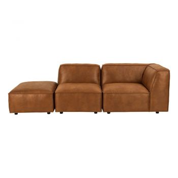 Șezlong maro coniac cu tapițerie din imitație de piele (colț dreapta) Fairfield Kentucky – Bonami Selection