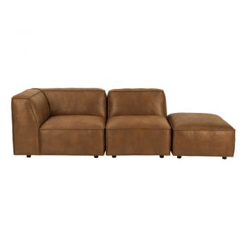 Șezlong maro coniac cu tapițerie din imitație de piele (colț stânga) Fairfield Kentucky – Bonami Selection
