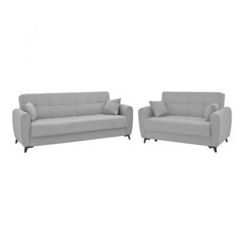Set de living 2 piese Lincoln din material pakoworld în nuanță Gri deschis 85x225