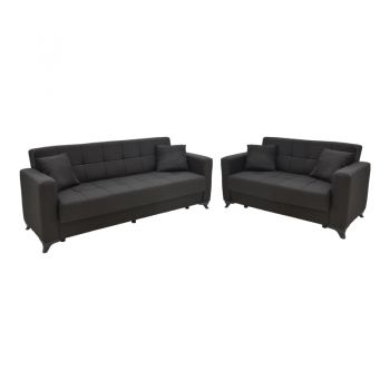 Set de sufragerie 2 piese Modesto din material pakoworld în nuanță neagră 85x215