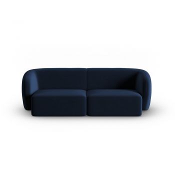 Canapea albastră cu tapițerie din catifea 188 cm Paolo – Milo Casa