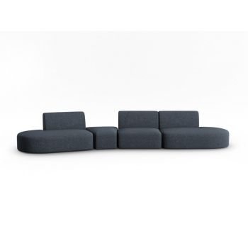 Canapea albastră cu tapițerie din chenille cu colț pe partea stângă 428 cm Paolo – Milo Casa