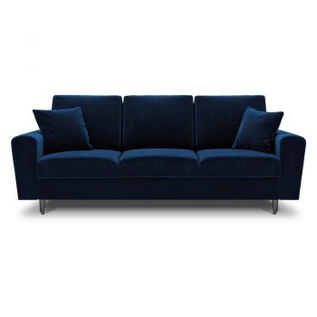 Canapea albastră extensibilă, cu spațiu de depozitare cu tapițerie din catifea 235 cm Kyoto – Cosmopolitan Design