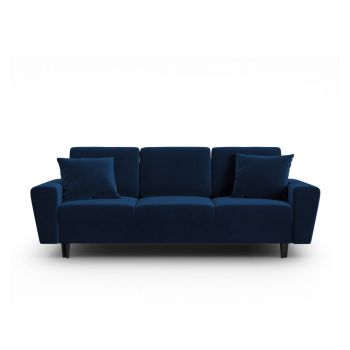 Canapea albastră extensibilă, cu spațiu de depozitare cu tapițerie din catifea 235 cm Kyoto – Cosmopolitan Design