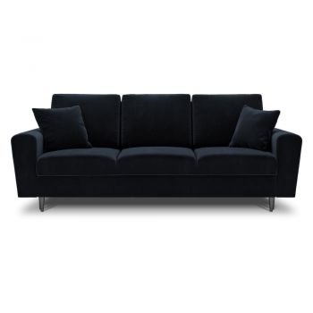 Canapea albastru-închis extensibilă, cu spațiu de depozitare cu tapițerie din catifea 235 cm Kyoto – Cosmopolitan Design