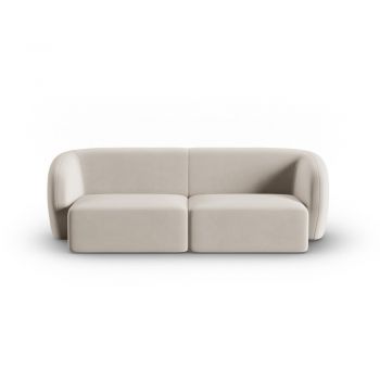Canapea bej cu tapițerie din catifea 188 cm Paolo – Milo Casa
