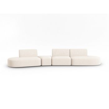 Canapea bej cu tapițerie din chenille cu colț pe partea stângă 428 cm Paolo – Milo Casa