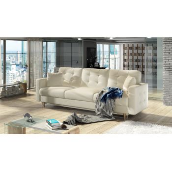 Canapea extensibila 3 locuri ELTAP, Ask08, Asgard, 233x92x93 cm, lemn/poliester, bej