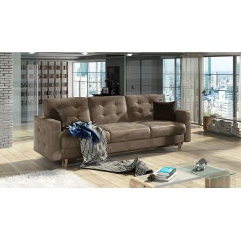 Canapea extensibila 3 locuri ELTAP, Ask13, Asgard, 233x92x93 cm, lemn/poliester, maro