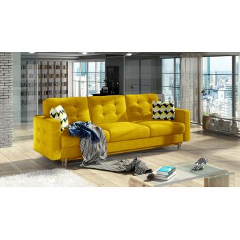 Canapea extensibila 3 locuri ELTAP, Ask17, Asgard, 233x92x93 cm, lemn/poliester, galben