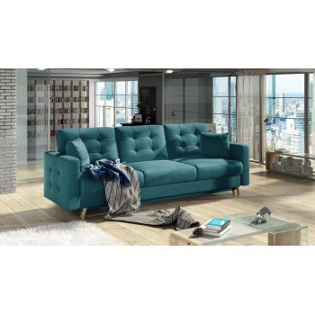 Canapea extensibila 3 locuri ELTAP, Ask20, Asgard, 233x92x93 cm, lemn/poliester, verde