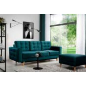 Canapea extensibila 3 locuri ELTAP, Ask21, Asgard, 233x92x93 cm, lemn/poliester, verde