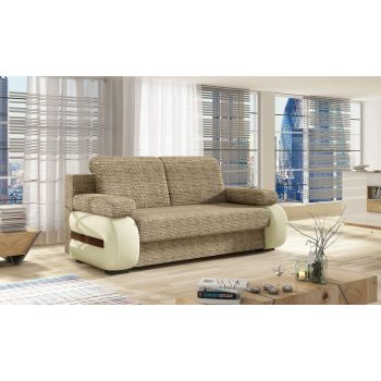 Canapea extensibila 3 locuri ELTAP, Laura, 202x79x84 cm, lemn/poliester, bej inchis/bej deschis