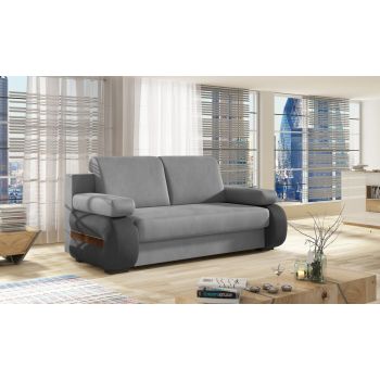 Canapea extensibila 3 locuri ELTAP, Laura, 202x79x84 cm, lemn/poliester, gri deschis/gri inchis